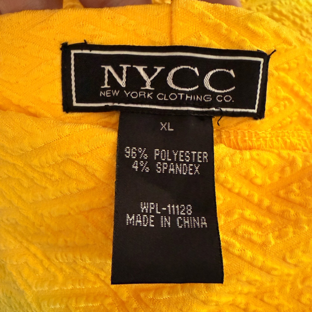 Bold Yellow Textured Pencil Skirt Pull On Stretch Workwear Modest NYCC Size XL - Picture 4 of 5